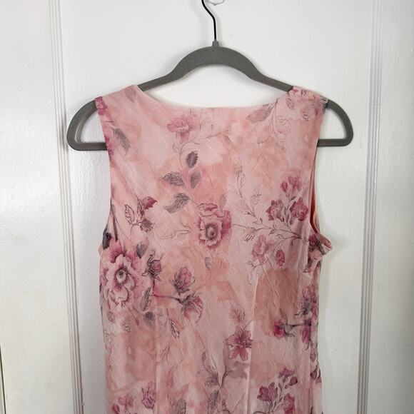 VTG Believe Ballet Pink Floral Fairy Garden Ruffle Midi Dress Romantic Size 10 - Picture 14 of 15